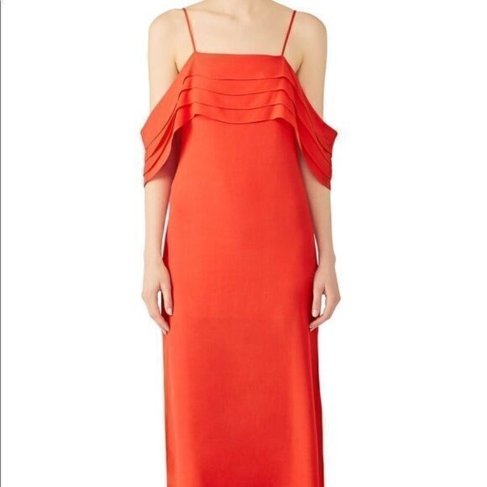 Elliat red azalea orange midi dress sheath
